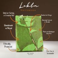 Med Lokta Bold Floral Bamboo Lock Notebook Lrg (15x12cm) - 45 leafs - Moss Green