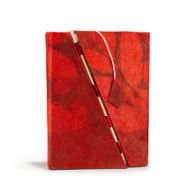Med Lokta Bold Floral Bamboo Lock Notebook Lrg (15x12cm) - 45 leafs - Ruby