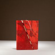Med Lokta Bold Floral Bamboo Lock Notebook Lrg (15x12cm) - 45 leafs - Ruby