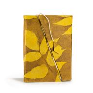 Med Lokta Bold Floral Bamboo Lock Notebook Lrg (15x12cm) - 45 leafs - Mustard Brown