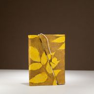 Med Lokta Bold Floral Bamboo Lock Notebook Lrg (15x12cm) - 45 leafs - Mustard Brown