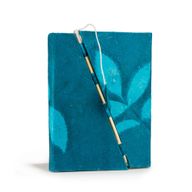 Med Lokta Bold Floral Bamboo Lock Notebook Lrg (15x12cm) - 45 leafs - Midnight Blue