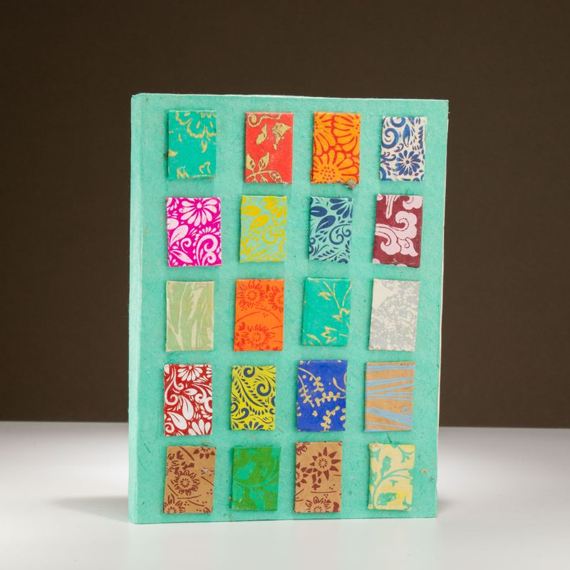 Lrg Lokta Mini Tiles- Notebook (21x15cm) - 45 leafs - inc bookmark - Teal