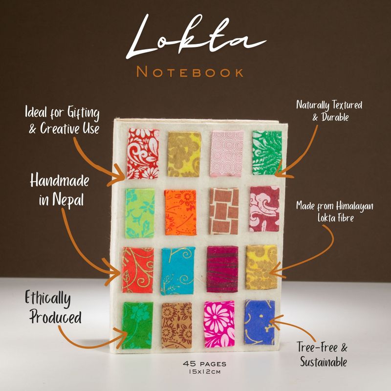 Med Lokta Mini Tiles Notebook Lrg (15x12cm) - 45 leafs - Natural