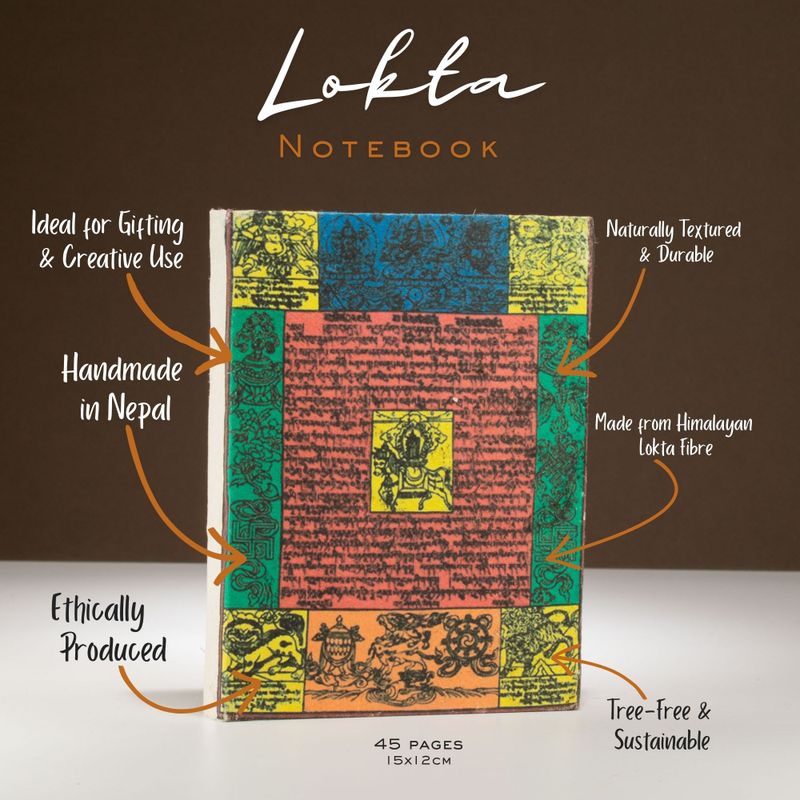 Med Lokta Traditional Prayer Flag Notebook Lrg (15x12cm) - 45 leafs - Natural