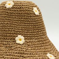 Floppy Straw Sun Hat - Coffee & Daisies