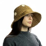 Floppy Straw Sun Hat - Coffee & Daisies