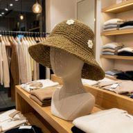 Floppy Straw Sun Hat - Coffee & Daisies