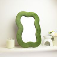 Soft Squiggly Mirror - Large Cloud - Moss Green - 33x23cm