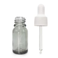10ml Smoke Grey Glass Dropper Bottle with White Pipette