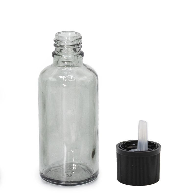 50ml Smoke Grey Glass Dropper Bottle with Child Resistant Dropper Cap