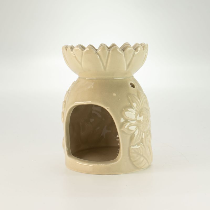 Ceramic Sunflower Oil Burner - Pastel Beige