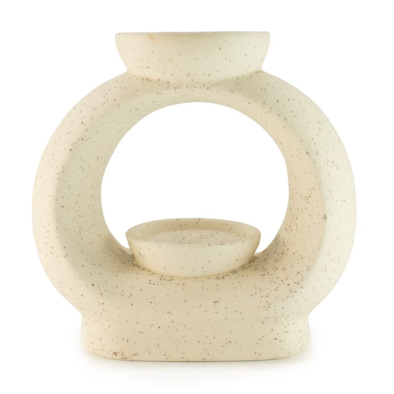 Ceramic Zen Oil Burner - Lrg Oval Pebble  - Speckled Off-White
