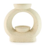 Ceramic Zen Oil Burner - Lrg Oval Pebble  - Speckled Off-White