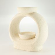 Ceramic Zen Oil Burner - Lrg Oval Pebble  - Speckled Off-White