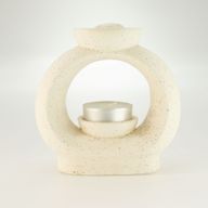 Ceramic Zen Oil Burner - Lrg Oval Pebble  - Speckled Off-White