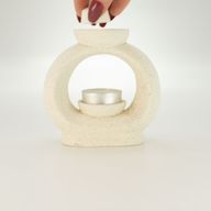 Ceramic Zen Oil Burner - Lrg Oval Pebble  - Speckled Off-White