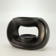 Ceramic Zen Oil Burner - Oval Pebble  - Matt Black
