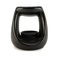 Ceramic Zen Oil Burner - Large Oval Pebble  - Matt Black