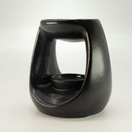 Ceramic Zen Oil Burner - Large Oval Pebble  - Matt Black