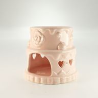 Ceramic Cake Oil Burner - Hearts - Pink