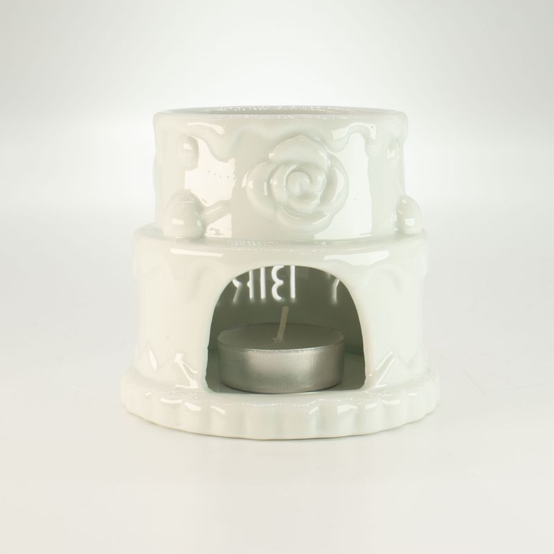 Ceramic Cake Oil Burner - HAPPY BIRTHDAY - White