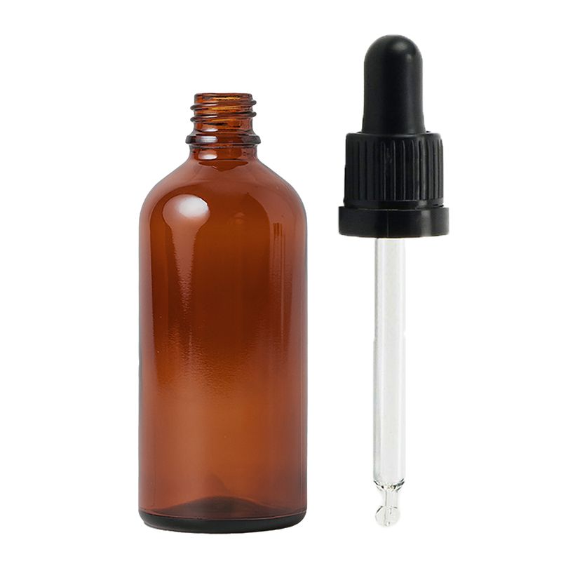 50ml Amber Glass Dropper Bottle with Black Pipette