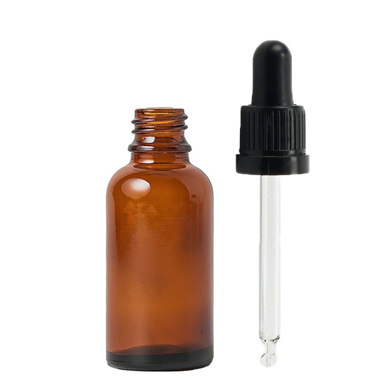30ml Amber Glass Dropper Bottle with Black Pipette