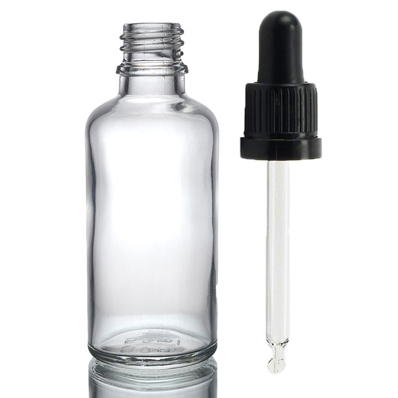 50ml Clear Glass Dropper Bottle  with Clear T/E Pipette