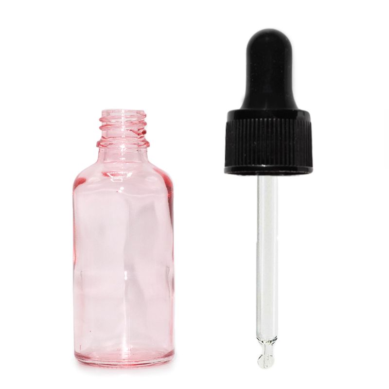 10ml Rose Pink Glass Dropper Bottle with Black Pipette