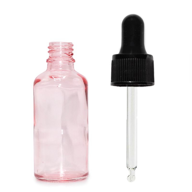 30ml Rose Pink Glass Dropper Bottle with Black Pipette