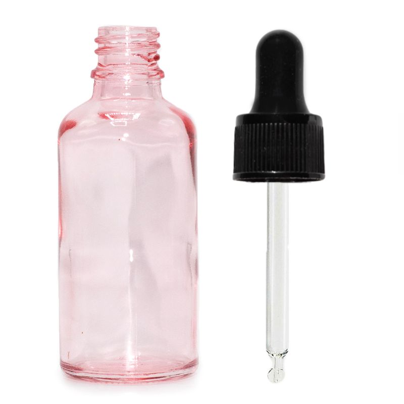 100ml Rose Pink Glass Dropper Bottle with Black Pipette