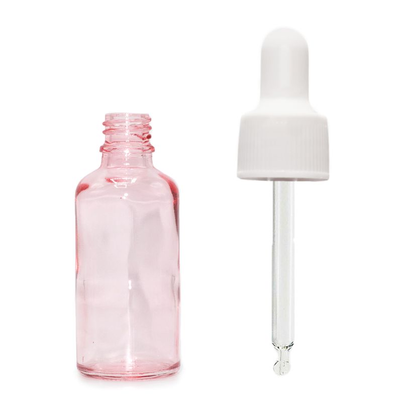 10ml Rose Pink Glass Dropper Bottle with White Pipette