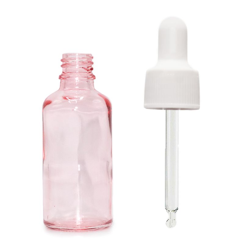 30ml Rose Pink Glass Dropper Bottle with White Pipette