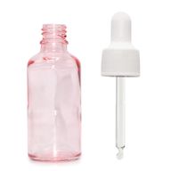 50ml Rose Pink Glass Dropper Bottle with White Pipette
