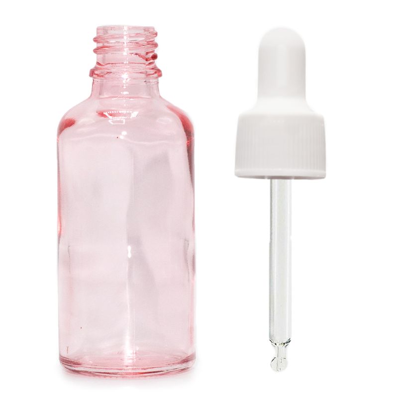 100ml Rose Pink Glass Dropper Bottle with White Pipette