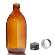 500ml Amber Glass Medicine Bottle with Aluminium Black Cap