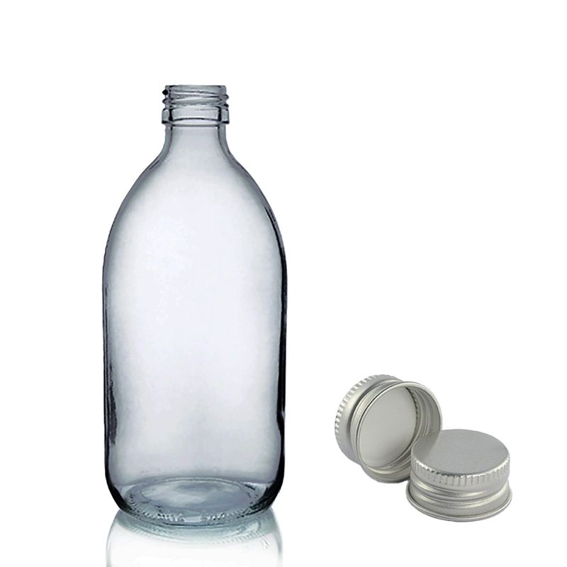 250ml Smoked Grey Glass Medicine Bottle with Aluminium Cap