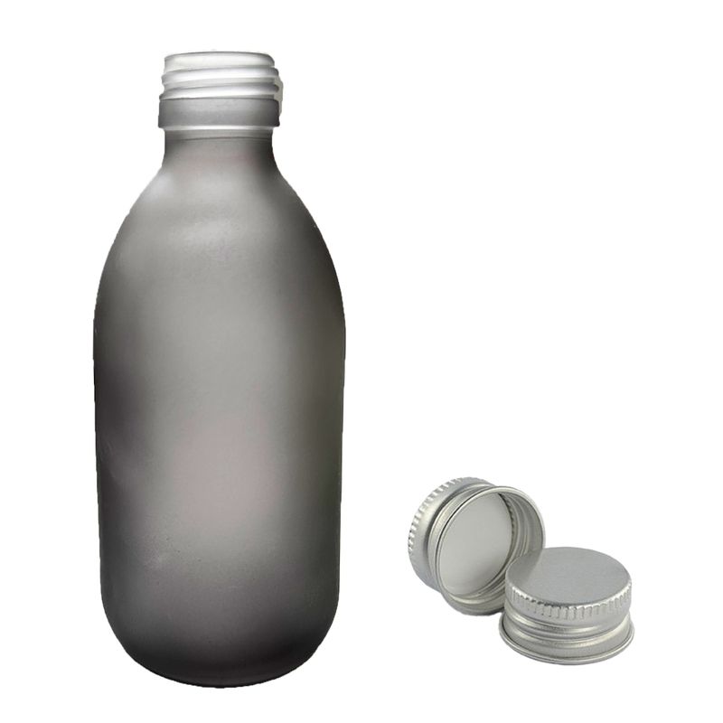 300ml Grey Frosted Glass Medicine Bottle with Aluminium Cap