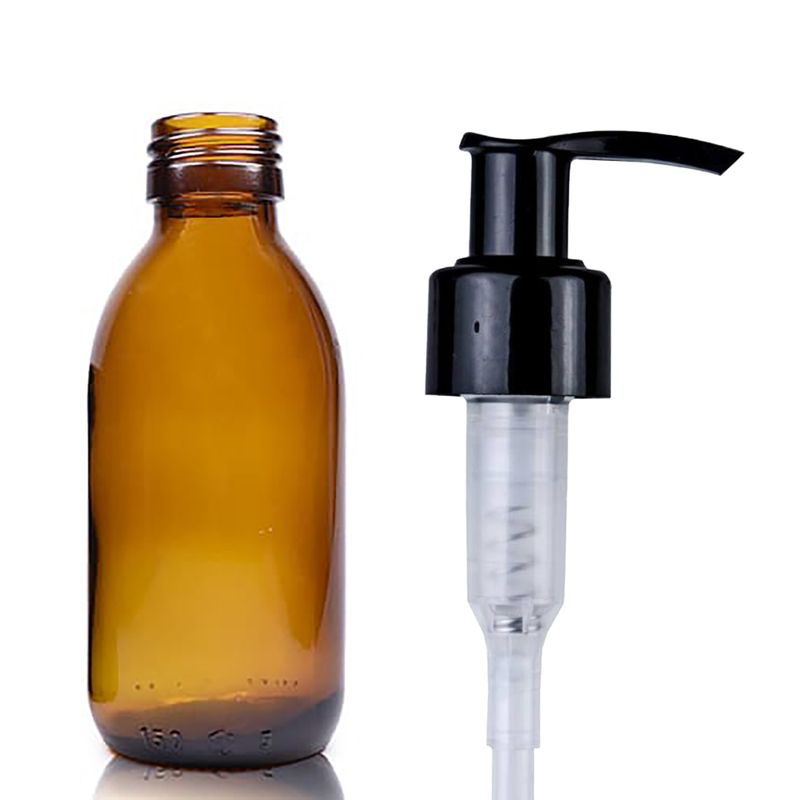 150ml Amber Glass Medicine Bottle with Lotion Pump