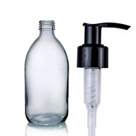 250ml Smoked Grey Glass Medicine Bottle with Lotion Pump