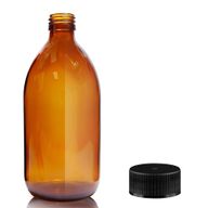 500ml Amber Glass Medicine Bottle with Black Plastic Cap