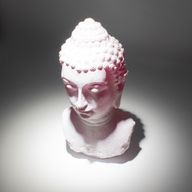 Buddha Bust Lamp Cherry Crackle - Oval Stand