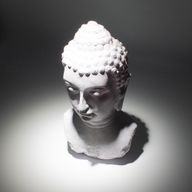Buddha Bust Lamp Lavender Crackle - Oval Stand