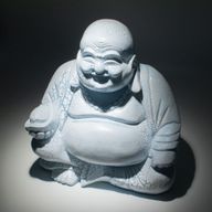 Laughing Buddha Lamp Sky Blue - Round Stand