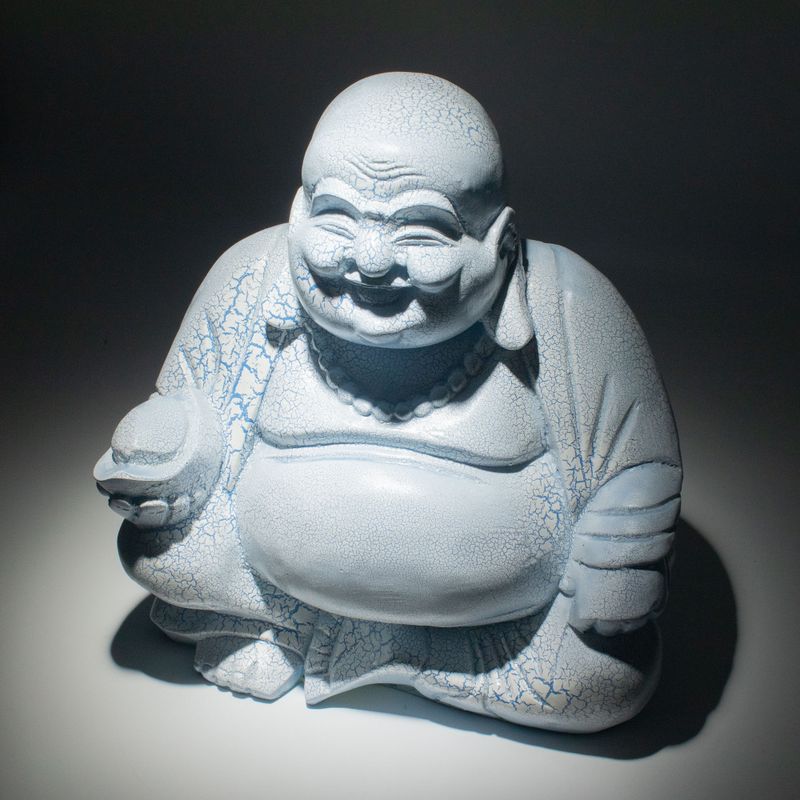Laughing Buddha Lamp Sky Blue - Round Stand