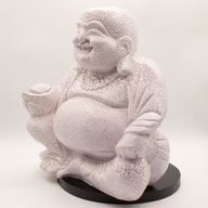 Laughing Buddha Lamp Lavender Crackle - Round Stand