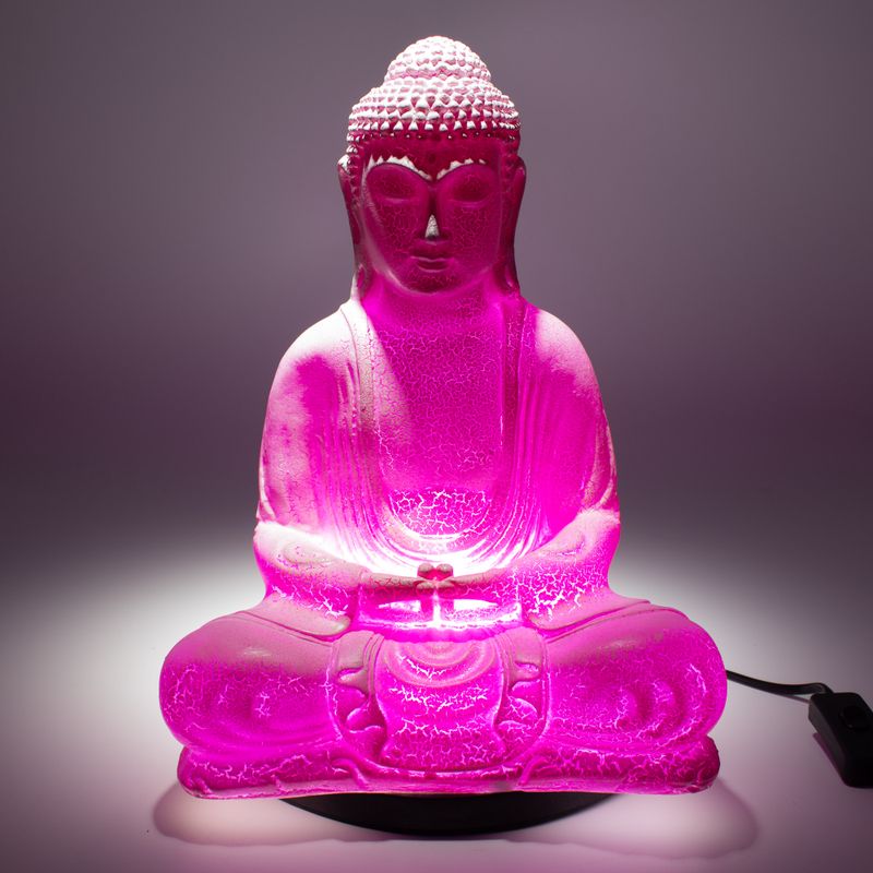 Medditation Buddha Lamp Cherry Crackle - Oval Stand