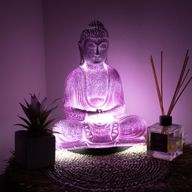 Medditation Buddha Lamp Lavender Crackle - Oval Stand