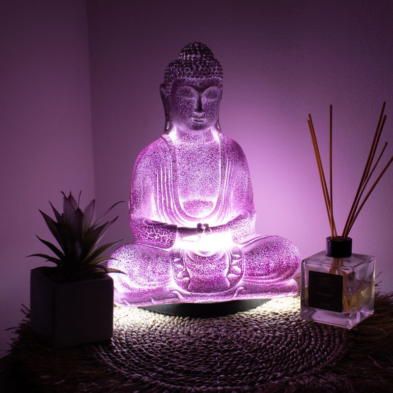 Medditation Buddha Lamp Lavender Crackle - Oval Stand